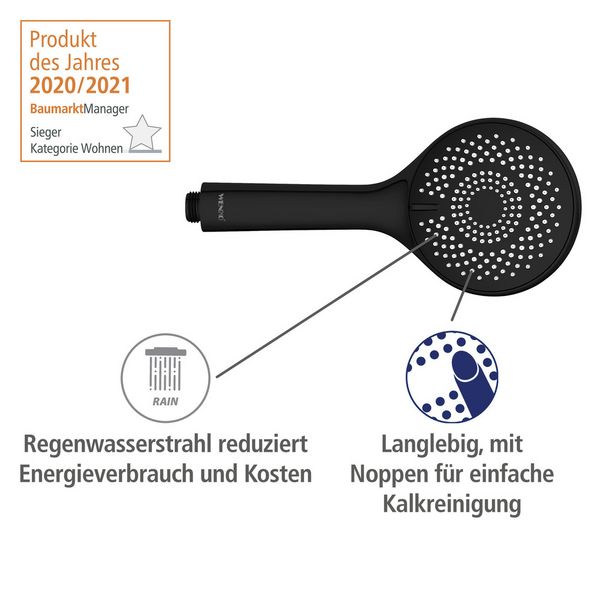 Produktbild: Duschsystem Watersaving Schwarz, bis zu 40 % Wasserersparnis