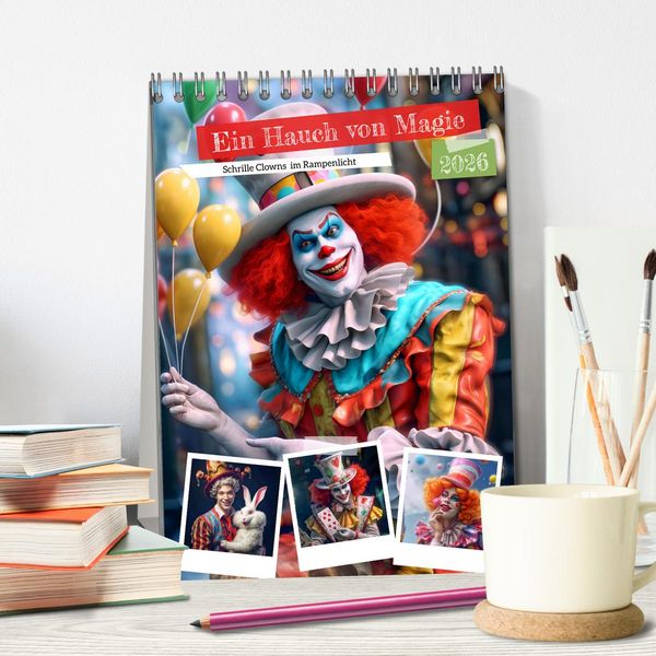 Produktbild: Ein Hauch von Magie - Schrille Clowns im Rampenlicht (Tischkalender 2026 DIN A5 hoch), CALVENDO Monatskalender
