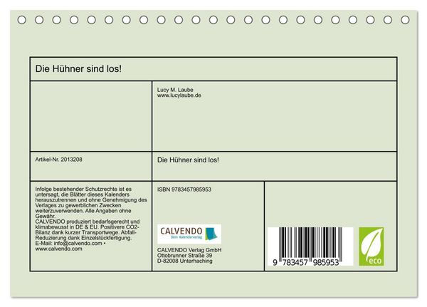 Produktbild: Die H&uuml;hner sind los! (Tischkalender 2026 DIN A5 quer), CALVENDO Monatskalender