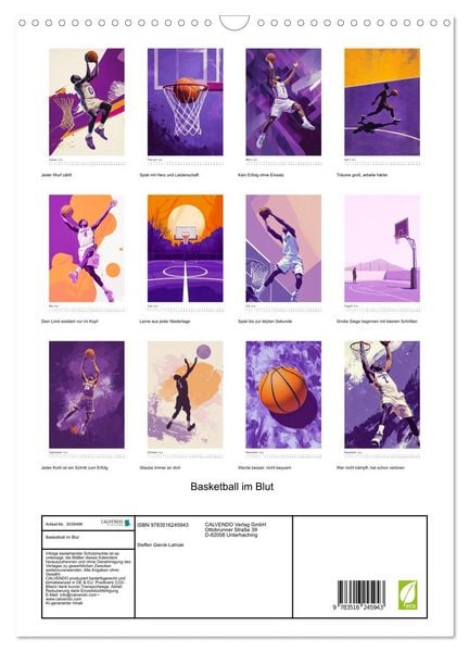 Produktbild: Basketball im Blut (Wandkalender 2026 DIN A3 hoch), CALVENDO Monatskalender