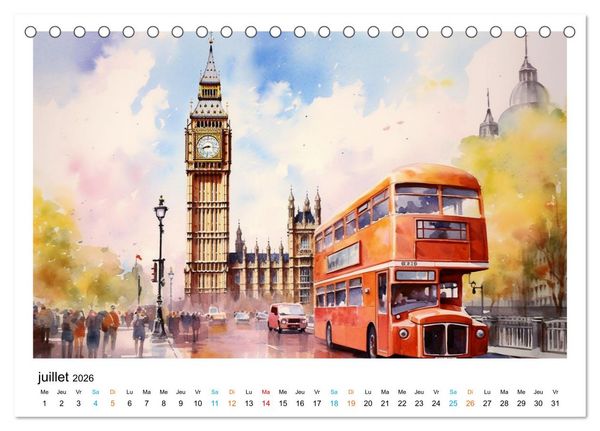 Produktbild: &Eacute;difices c&eacute;l&egrave;bres, autour du monde (Calendrier de bureau 2026 DIN A5 vertical), CALVENDO calendrier mensuel