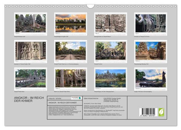 Produktbild: ANGKOR - IM REICH DER KHMER (Wandkalender 2026 DIN A3 quer), CALVENDO Monatskalender