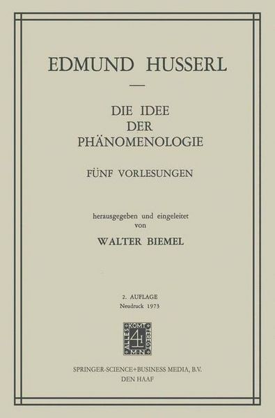 Produktbild: Die Idee der Ph&auml;nomenologie