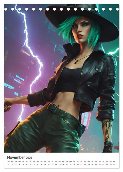 Produktbild: The Witches of Cyberpunk City (Desk Calendar 2026 DIN A5 portrait), CALVENDO 12 Month DeskCalendar