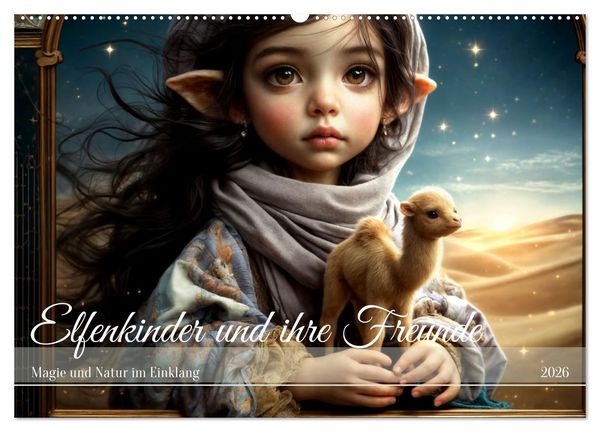 Elfenkinder und ihre Freunde - Magie und Natur im Einklang (Wandkalender 2026 DIN A2 quer), CALVENDO Monatskalender
