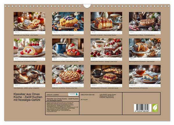Produktbild: Klassiker aus Omas K&uuml;che - Zw&ouml;lf Kuchen mit Nostalgie-Gef&uuml;hl (Wandkalender 2027 DIN A3 quer), CALVENDO Monatskalender