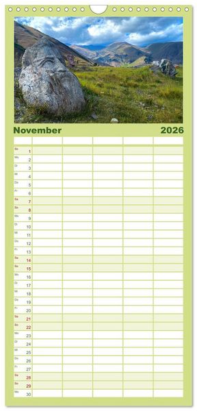 Produktbild: Familienplaner 2026 - Georgien - Einmalige Landschaften mit 5 Spalten (Wandkalender, 21 x 45 cm) CALVENDO