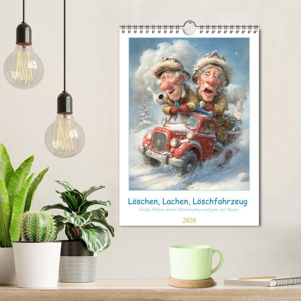 Produktbild: L&ouml;schen, Lachen, L&ouml;schfahrzeug (Wandkalender 2026 DIN A4 hoch), CALVENDO Monatskalender