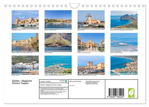Produktbild: Sizilien - Magische Provinz Trapani (Wandkalender 2026 DIN A4 quer), CALVENDO Monatskalender