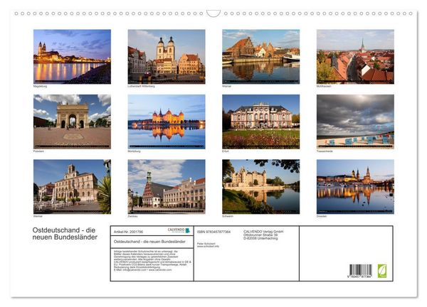 Produktbild: Ostdeutschand - die neuen Bundesl&auml;nder (Wandkalender 2026 DIN A2 quer), CALVENDO Monatskalender