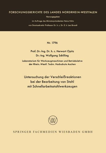 Produktbild: Untersuchung der Verschlei&szlig;reaktionen bei der Bearbeitung von Stahl mit Schnellarbeitsstahlwerkzeugen