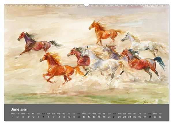 Produktbild: Horses in four seasons 2026 (High Quality Premium Wall Calendar 2026 DIN A2 landscape),CALVENDO 12 Month Wall Calendar