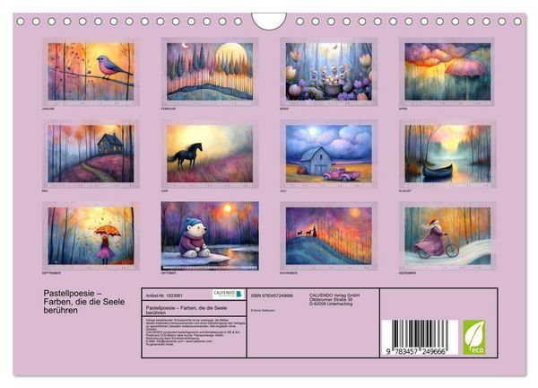 Produktbild: Pastellpoesie &ndash; Farben, die die Seele ber&uuml;hren (Wandkalender 2026 DIN A4 quer), CALVENDO Monatskalender