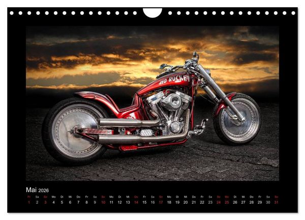 Produktbild: Motorrad-Tr&auml;ume &ndash; Chopper und Custombikes (Wandkalender 2026 DIN A4 quer), CALVENDO Monatskalender