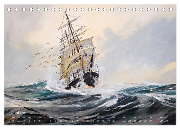 Produktbild: Segel am Horizont - Marinemaler Alfred Jahnke (Tischkalender 2026 DIN A5 quer), CALVENDO Monatskalender