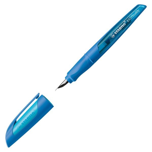 Produktbild: STABILO Schulf&uuml;ller mit Standard-Feder M -   EASYbuddy in dunkelblau/hellblau - Schreibfarbe blau (l&ouml;schbar) - Einzelstift - inklusive Patrone