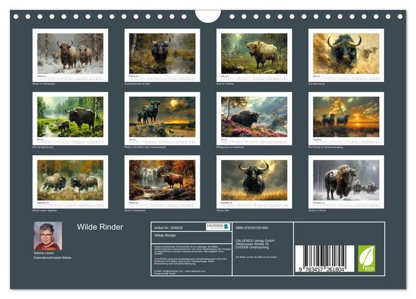 Produktbild: Wilde Rinder (Wandkalender 2026 DIN A4 quer), CALVENDO Monatskalender