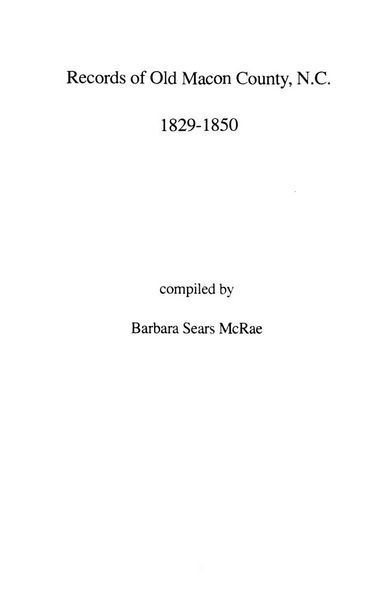 Produktbild: Records of Old Macon County, North Carolina, 1829-1850