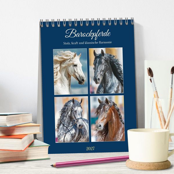 Produktbild: Barockpferde. Stolz, Kraft und klassische Harmonie (Tischkalender 2027 DIN A5 hoch), CALVENDO Monatskalender