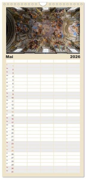 Produktbild: Familienplaner 2026 - Gew&ouml;lbe des Glaubens &ndash; Kirchendecken Europas mit 5 Spalten (Wandkalender, 21 x 45 cm) CALVENDO