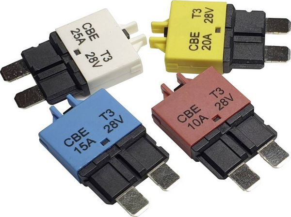 Produktbild: Hansor Circuit Breaker Standard, type 3, Manual Reset, 10A CBE3 Series 10A Sicherungsautomat Standard Flachsicherung 10 A Rot 1 St.