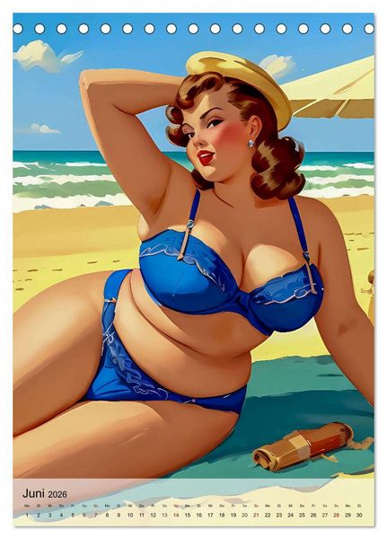 Produktbild: Pin up Girls Hei&szlig;e Kurven mit Retro Charme (Tischkalender 2026 DIN A5 hoch), CALVENDO Monatskalender