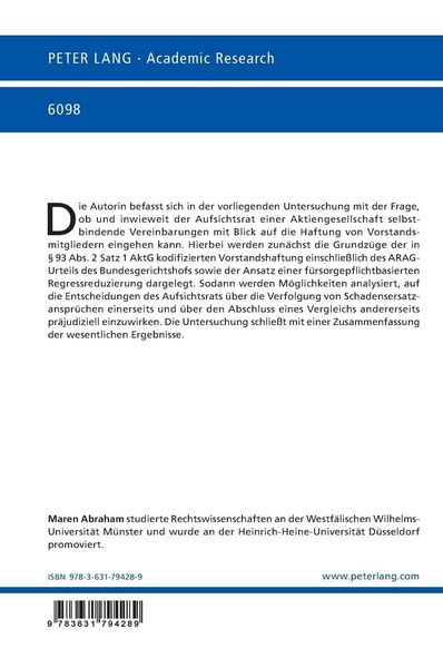 Produktbild: Haftungsverschonung im Anstellungsvertrag des Vorstands