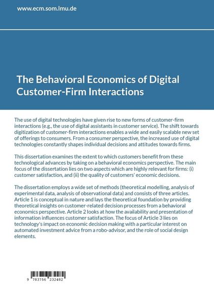 Produktbild: The Behavioral Economics of Digital Customer-Firm Interactions