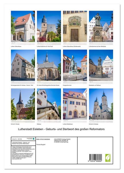 Produktbild: Lutherstadt Eisleben - Geburts- und Sterbeort des gro&szlig;en Reformators (Wandkalender 2026 DIN A3 hoch), CALVENDO Monatskalender