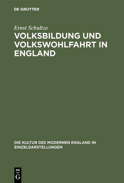 Produktbild: Volksbildung und Volkswohlfahrt in England