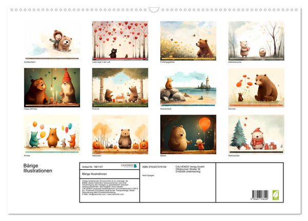 Produktbild: B&auml;rige Illustrationen (Wandkalender 2026 DIN A2 quer), CALVENDO Monatskalender