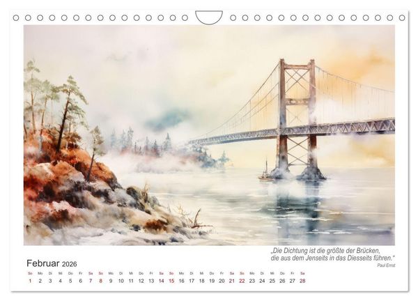 Produktbild: Br&uuml;ckenromantik (Wandkalender 2026 DIN A4 quer), CALVENDO Monatskalender