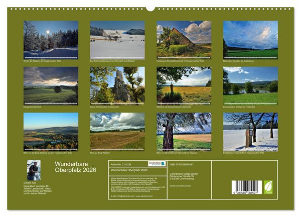 Produktbild: Wunderbare Oberpfalz 2026 (hochwertiger Premium Wandkalender 2026 DIN A2 quer), Kunstdruck in Hochglanz