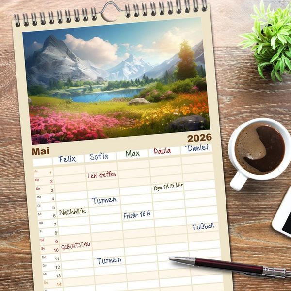 Produktbild: Familienplaner 2026 - Himmlische Landschaften des Lichts mit 5 Spalten (Wandkalender, 21 x 45 cm) CALVENDO
