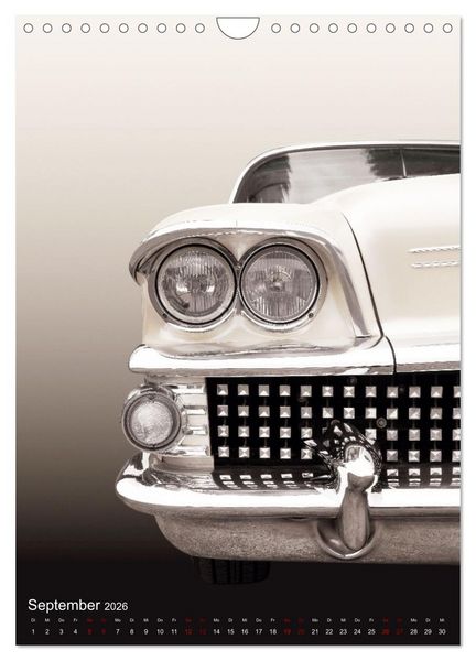 Produktbild: Amerikanische Autos aus den Jahren 1957 bis 1976 Frontansichten (Wandkalender 2026 DIN A4 hoch), CALVENDO Monatskalender
