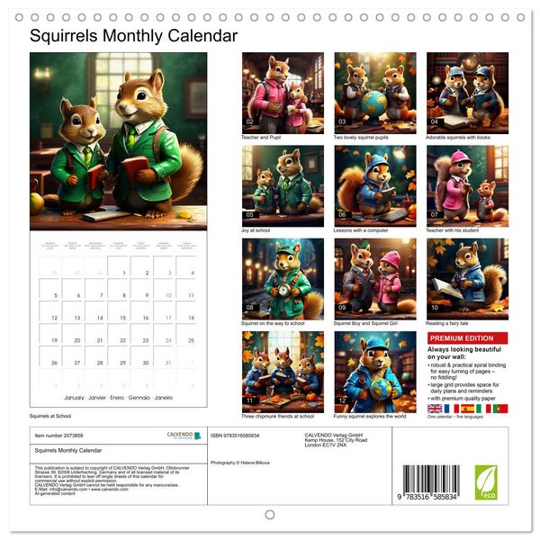 Produktbild: Squirrels Monthly Calendar (Wall Calendar 2026 12 &times; 12 Inch) CALVENDO 12 Month Wall Calendar