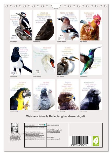 Produktbild: Welche spirituelle Bedeutung hat dieser Vogel? (Wandkalender 2026 DIN A4 hoch), CALVENDO Monatskalender