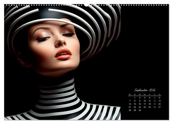 Produktbild: Haute Couture - Wei&szlig; trifft Schwarz (hochwertiger Premium Wandkalender 2026 DIN A2 quer), Kunstdruck in Hochglanz