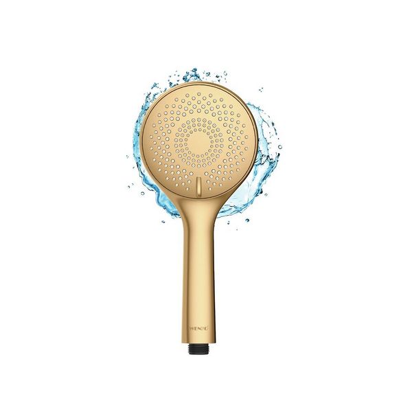 Produktbild: Duschkopf Gold matt, Universal-Handbrause, &Oslash; 11 cm, 3 Strahlarten