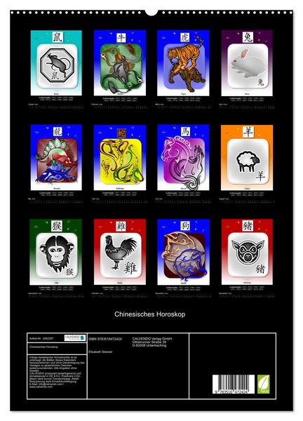 Produktbild: Chinesisches Horoskop (hochwertiger Premium Wandkalender 2026 DIN A2 hoch), Kunstdruck in Hochglanz