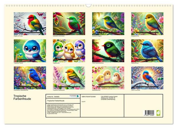Produktbild: Tropische Farbenfreude (Wandkalender 2026 DIN A2 quer), CALVENDO Monatskalender
