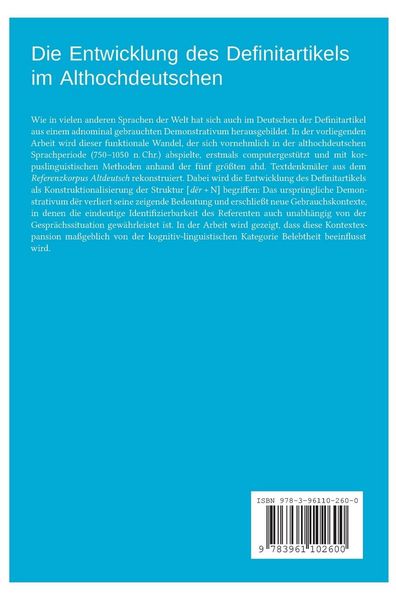 Produktbild: Die Entwicklung des Definitartikels im Althochdeutschen