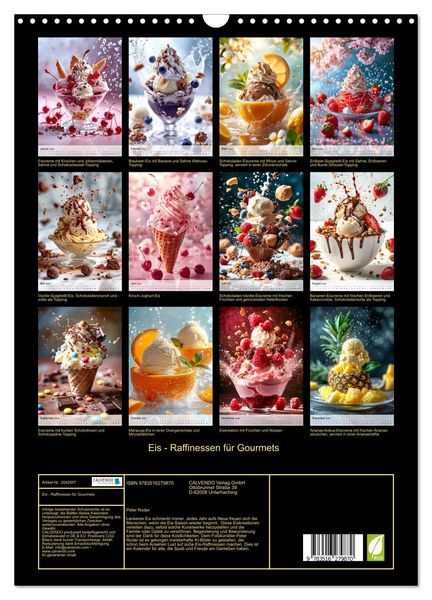 Produktbild: Eis - Raffinessen f&uuml;r Gourmets (Wandkalender 2026 DIN A3 hoch), CALVENDO Monatskalender
