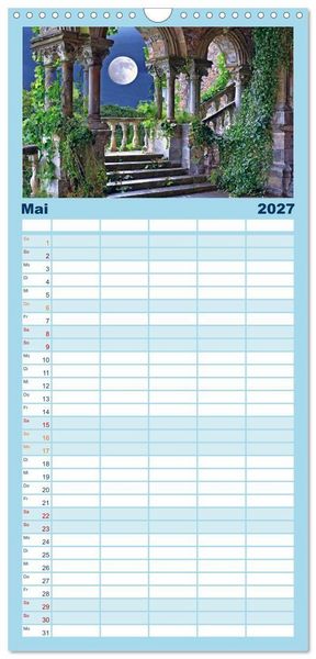 Produktbild: Familienplaner 2027 - Pl&auml;tze zum Tr&auml;umen mit 5 Spalten (Wandkalender, 21 x 45 cm) CALVENDO
