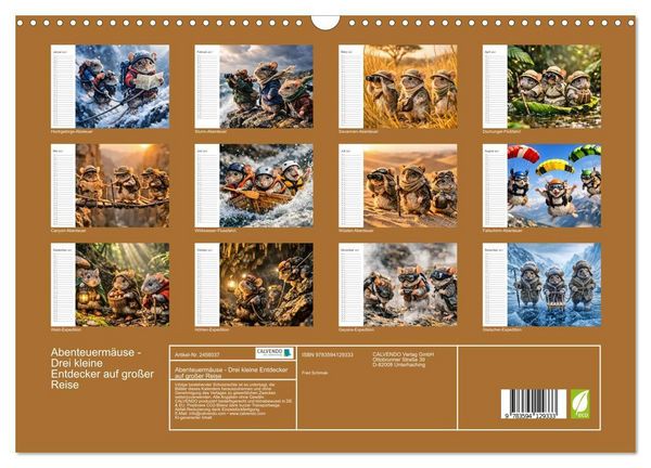 Produktbild: Abenteuerm&auml;use - Drei kleine Entdecker auf gro&szlig;er Reise (Wandkalender 2027 DIN A3 quer), CALVENDO Monatskalender