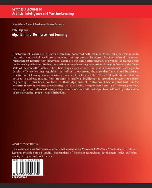 Produktbild: Algorithms for Reinforcement Learning