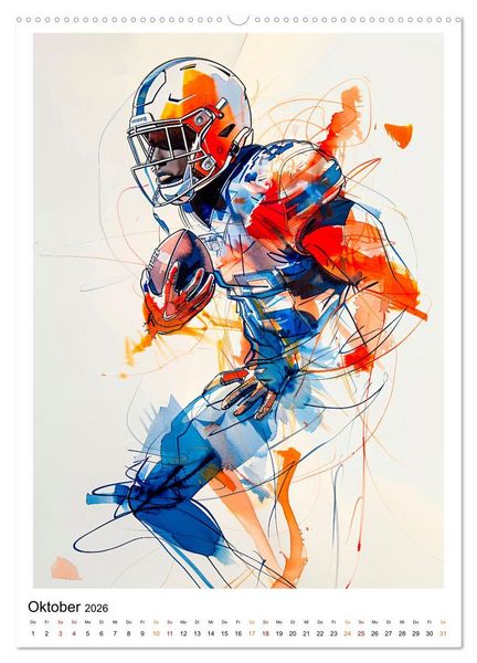 Produktbild: American Football - tolle Momente (hochwertiger Premium Wandkalender 2026 DIN A2 hoch), Kunstdruck in Hochglanz