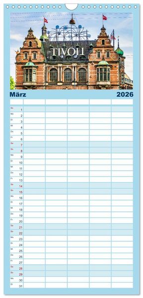 Produktbild: Familienplaner 2026 - Kopenhagen - Die wundervolle Hafenstadt mit 5 Spalten (Wandkalender, 21 x 45 cm) CALVENDO