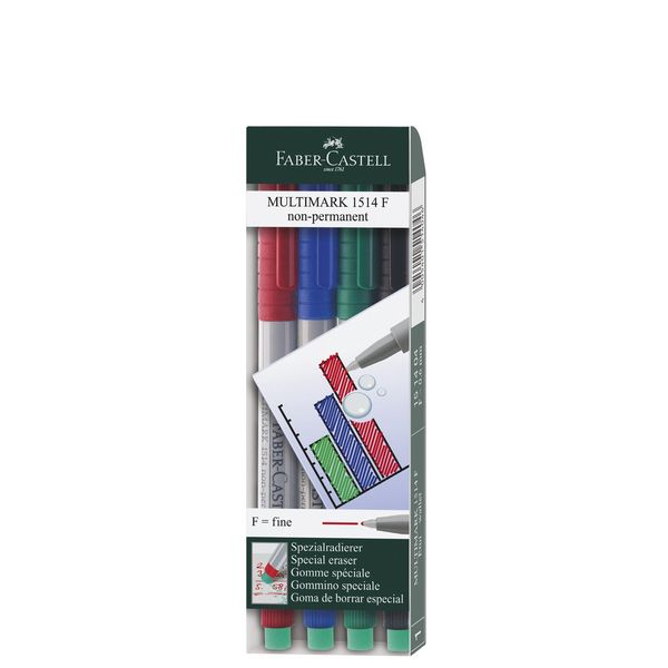 Produktbild: Faber-Castell Marker Multimark non-permanent F, 4er Set
