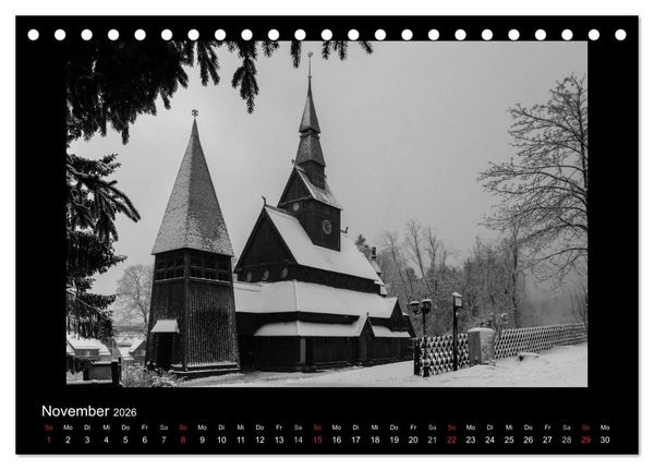 Produktbild: Harz-Bilder in monochrome (Tischkalender 2026 DIN A5 quer), CALVENDO Monatskalender